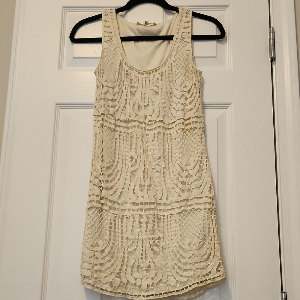 Boho Crochet Cream Dress